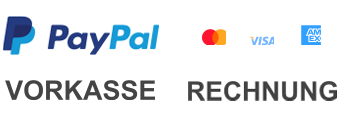 PayPal, Kreditkarte, Rechnung, Vorkasse